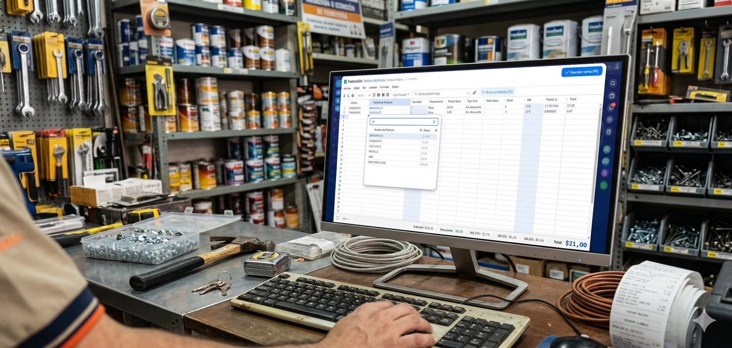 Ferretería usando Emex365 para inventario y ventas