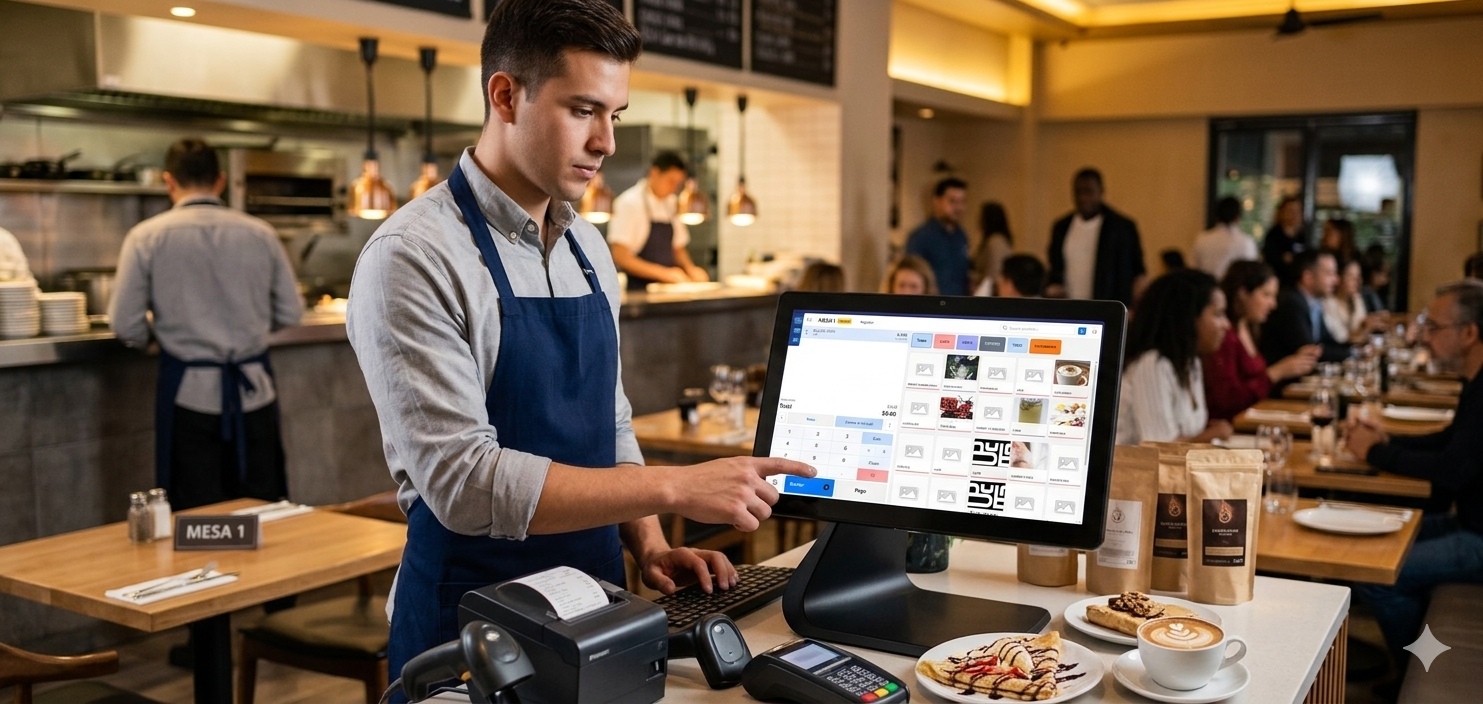 Restaurante usando Emex365 para pedidos y caja
